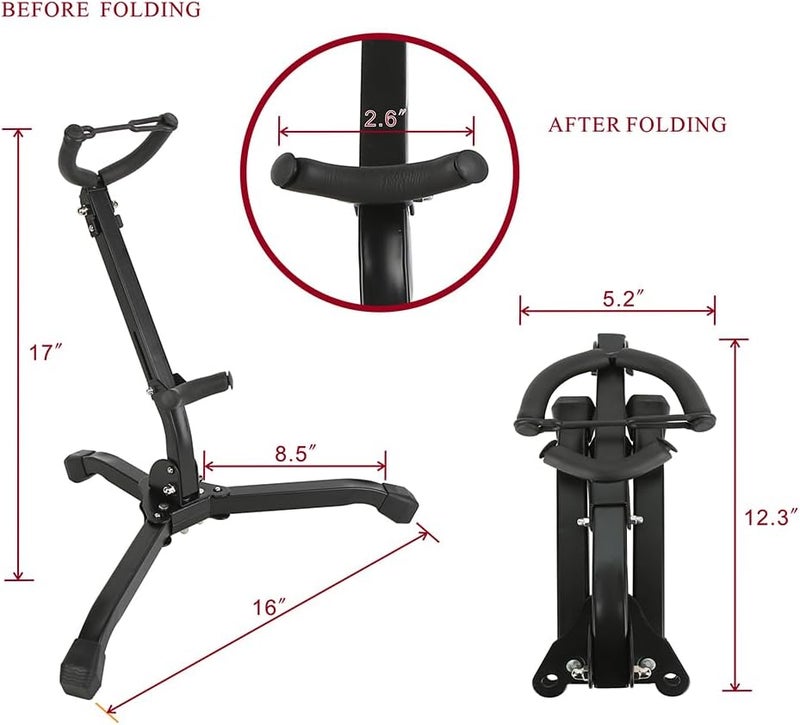 Rhythm Folding Saxophone Stand, Alto/Tenor Sax Stand, Adjustable Saxophone Holder Rack Portable Saxophone Stand - Image 2